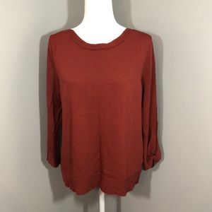Soft Surroundings Boat-Neck Sweater Top with Twist Sleeve Edge